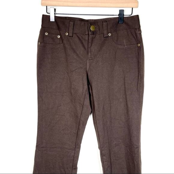 INC International Concepts brown mid rise boot leg casual legging pants 4 B116 - Picture 2 of 5